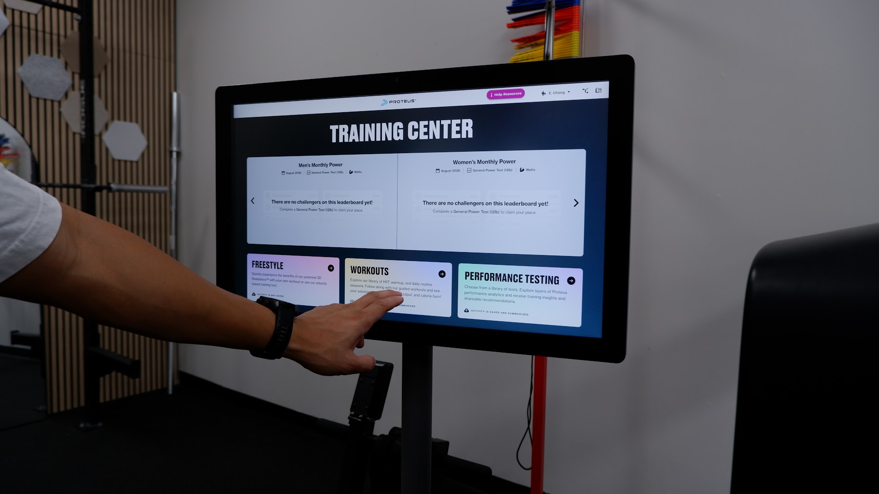 Proteus performance testing screen in the training center